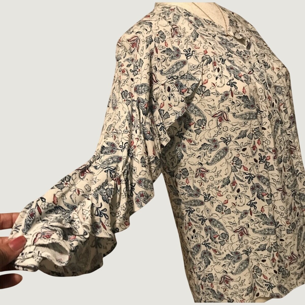 Lauren Conrad NWT floral ruffle sleeve Blouse. Sz Xs. Cottagecore - Picture 6 of 9